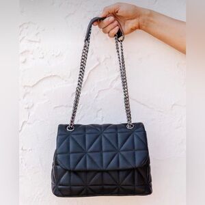Pink Lily “Accomplish It” black quilted chain bag